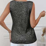 Bluzka damska z cekinami bez rękawów