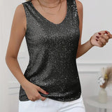 Bluzka damska z cekinami bez rękawów