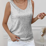 Bluzka damska z cekinami bez rękawów