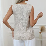 Bluzka damska z cekinami bez rękawów
