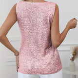 Bluzka damska z cekinami bez rękawów