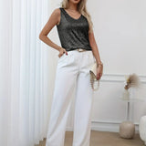 Bluzka damska z cekinami bez rękawów