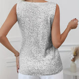 Bluzka damska z cekinami bez rękawów