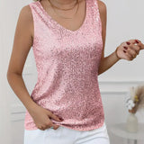 Bluzka damska z cekinami bez rękawów