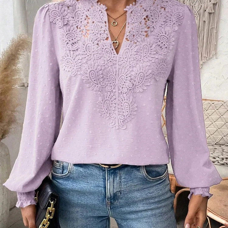 Elegancka bluzka damska z haftem i bufiastymi rękawami