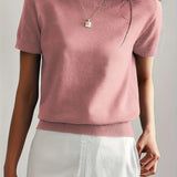 Dzianinowy t-shirt damski z krótkim rękawem – elegancki basic