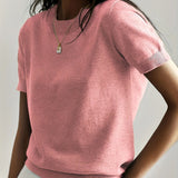 Dzianinowy t-shirt damski z krótkim rękawem – elegancki basic