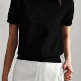 Dzianinowy t-shirt damski z krótkim rękawem – elegancki basic