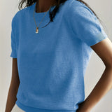 Dzianinowy t-shirt damski z krótkim rękawem – elegancki basic