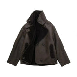 Kurtka damska z ekoskóry z kożuszkiem oversize