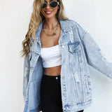Damska jeansowa kurtka oversize w stylu streetwear