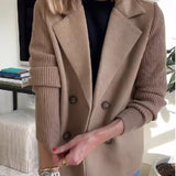 Stylowy płaszcz damski dwurzędowy z wełną