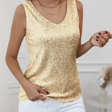 Bluzka damska z cekinami bez rękawów