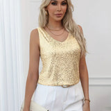 Bluzka damska z cekinami bez rękawów