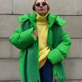 Pikowana kurtka zimowa oversize z kapturem i stójką