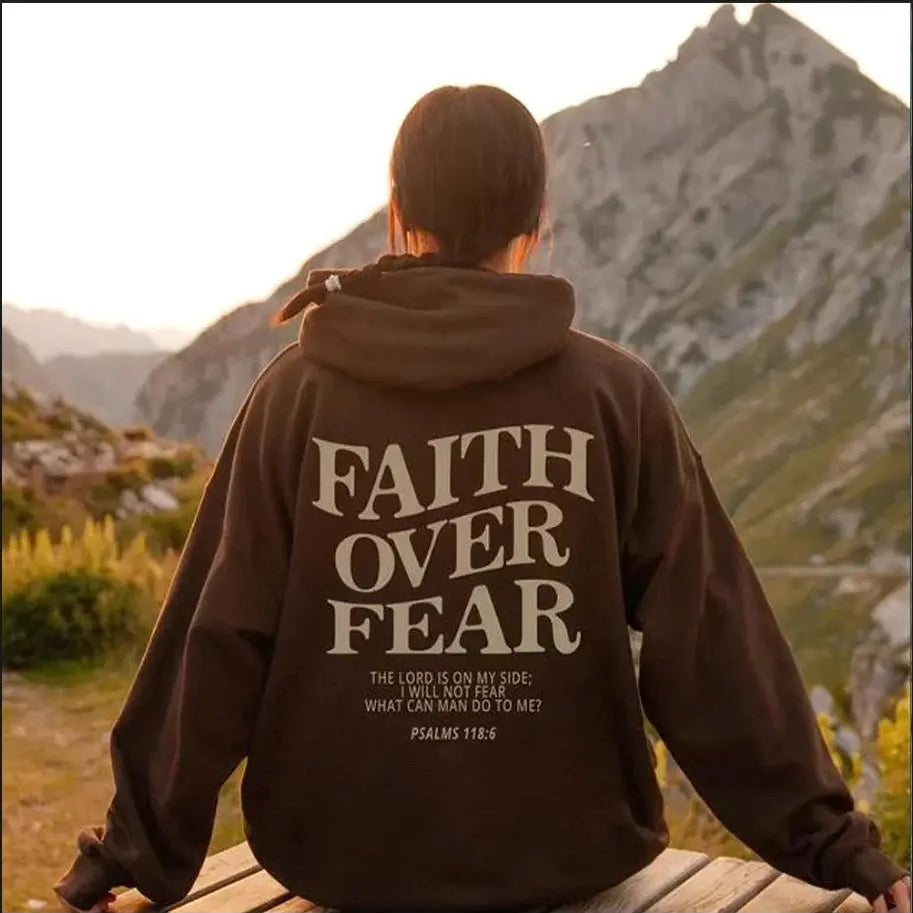 Bluza damska hoodie oversize Faith Over Fear