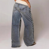 Damskie jeansy wide leg z przetarciami w stylu vintage