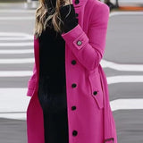 Elegancki płaszcz damski z paskiem i guzikami – stylowy trencz na każdą okazję