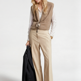 Damska dzianinowa kamizelka z paskiem w talii