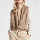 Damska dzianinowa kamizelka z paskiem w talii