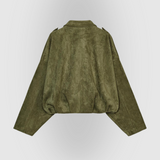 Stylowa kurtka damska z imitacji zamszu – elegancka kurtka w kolorze khaki