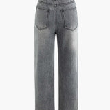 Asymmetriske High-Waist Jeans – Unik Detalje & Lige Ben