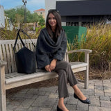 Damskie ponczo z szerokim kołnierzem w stylu eleganckim