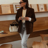 Damska marynarka z miękkiego sztruksu o luźnym kroju