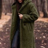 Płaszcz damski teddy z kapturem – ciepły pluszowy płaszcz na zimę