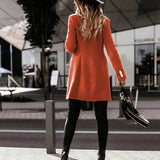 Damski elegancki płaszcz dwurzędowy z guzikami