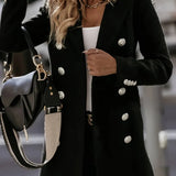 Damski elegancki płaszcz dwurzędowy z guzikami