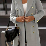 Damski elegancki płaszcz dwurzędowy z guzikami