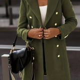 Damski elegancki płaszcz dwurzędowy z guzikami