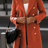 Damski elegancki płaszcz dwurzędowy z guzikami