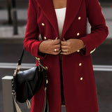 Damski elegancki płaszcz dwurzędowy z guzikami
