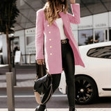 Damski elegancki płaszcz dwurzędowy z guzikami