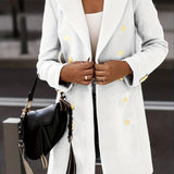 Damski elegancki płaszcz dwurzędowy z guzikami