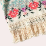 Damskie kimono boho z frędzlami i kwiatowym wzorem