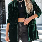 Damska aksamitna marynarka bez zapięcia o luźnym kroju