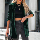 Damska aksamitna marynarka bez zapięcia o luźnym kroju