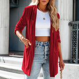 Damska aksamitna marynarka bez zapięcia o luźnym kroju