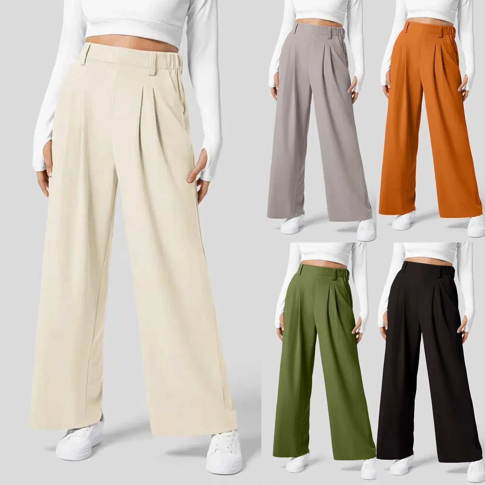 Spodnie damskie wide leg eleganckie luźny krój