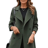 Stylowy płaszcz damski z kołnierzem i guzikami