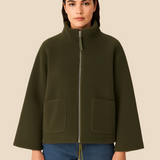 Bluza damska z futerkiem sherpa – ciepła bluza z zamkiem i kieszeniami