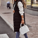 Damska długa kamizelka pikowana z kapturem