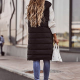 Damska długa kamizelka pikowana z kapturem