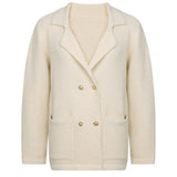 Damski elegancki kardigan dwurzędowy z kołnierzem