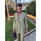 Damski komplet koronkowy z marynarką i spodniami