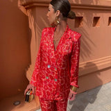 Damski komplet koronkowy z marynarką i spodniami